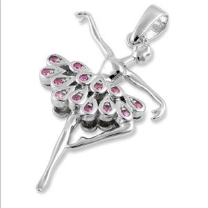 925 Sterling Silver Ballerina Ruby CZ Pendant